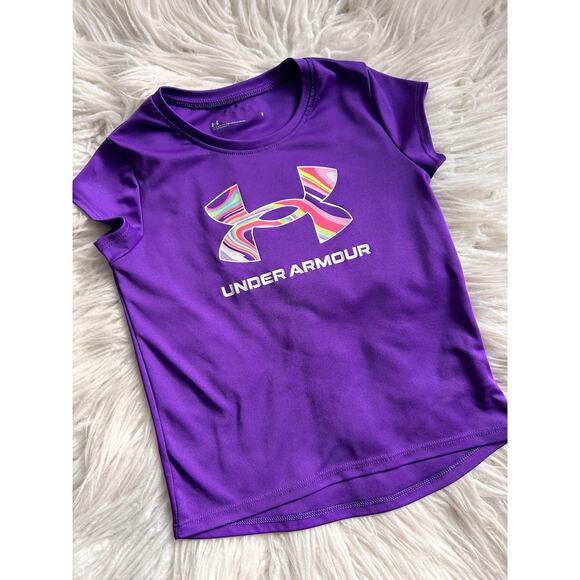 Under Armour Girls Tee & Swirl Athletic Shorts 2-Piece Active Set Multicolor 4/5 - Picture 2 of 11